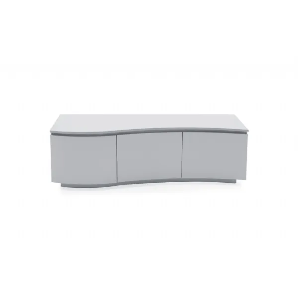 Light Grey Wooden Curved Design TV Cabinet with LED
