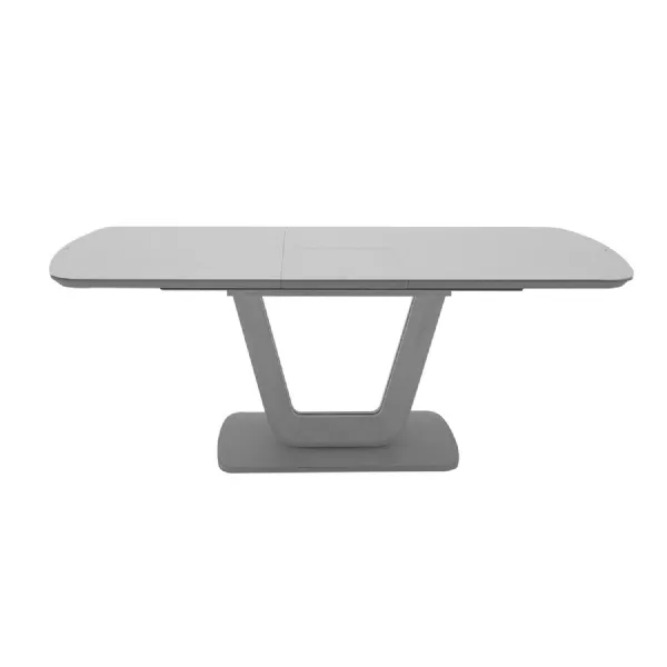 Grey Glass Top Rectangular Extending Dining Table 1.6m to 2m