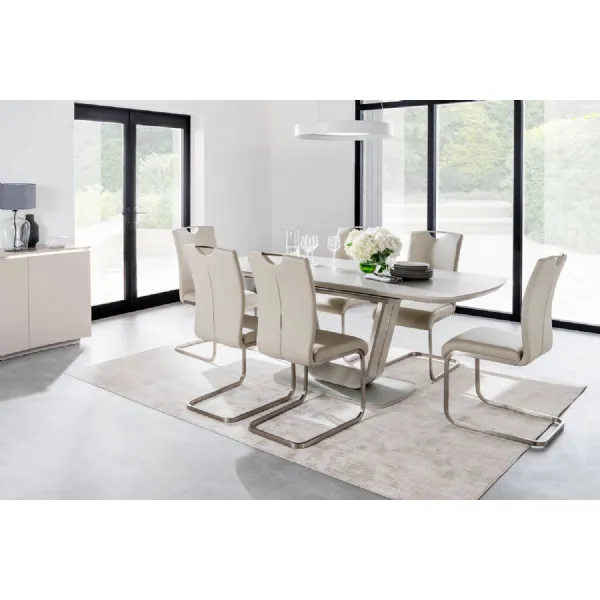 Putty Glass Top Large Extending Dining Table 160 to 200cm