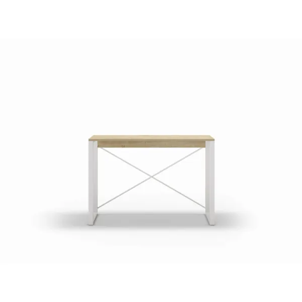 Modern Archie Console Table Oak 110cm with White Metal Legs