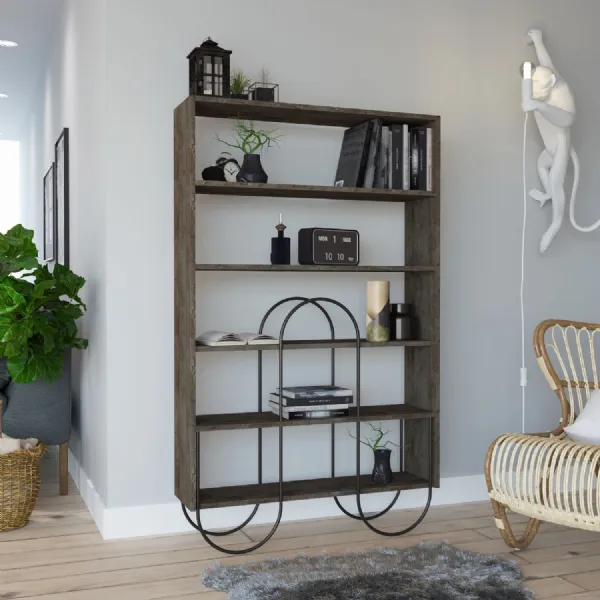 Norfolk Modern Bookcase Display Unit Dark Coffee Oak Effect Tall 159.1cm
