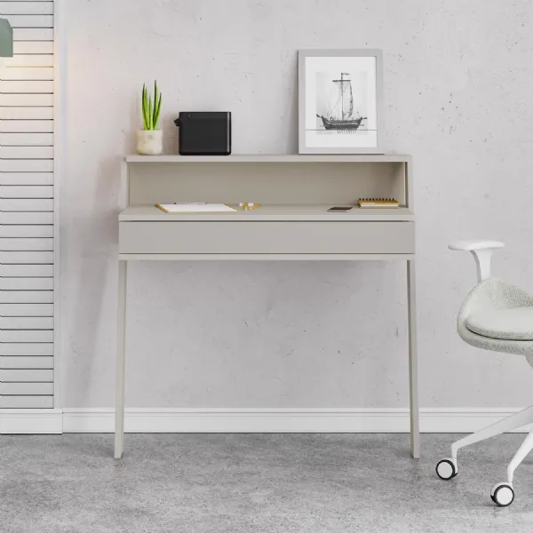 Cowork Modern Desk Sandstone Wall Mounted With Drawer 94cm Wide