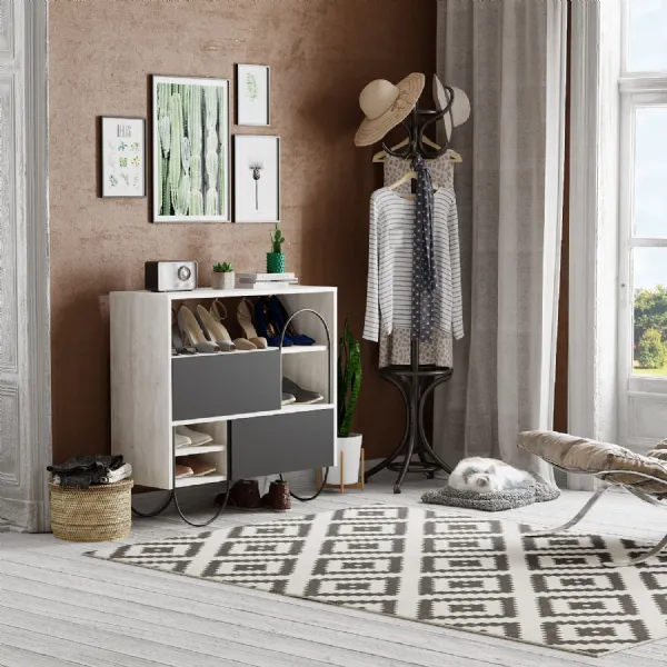 Norfolk Shoe Cabinet Ancient White Anthracite Grey