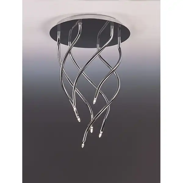 Aire Ceiling Round 6 Light G4 Vertical Arms, Polished Chrome, NOT LED CFL Compatible