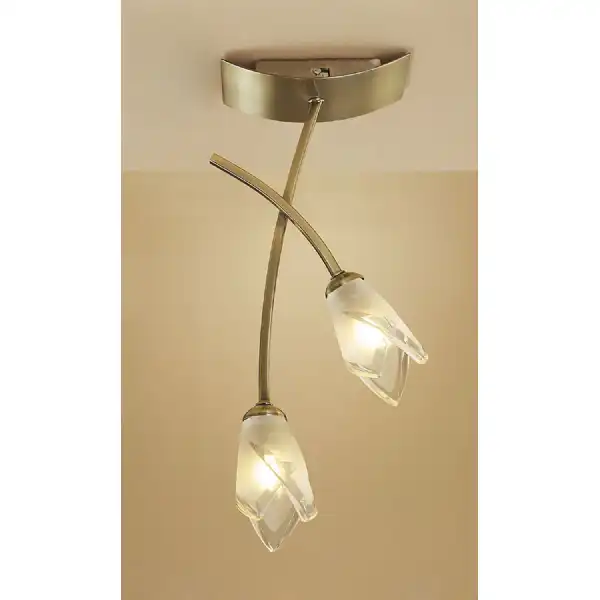Pietra Ceiling 2 Light G9, Antique Brass