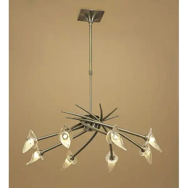 Flavia Telescopic Pendant Round 8 Light G9, Antique Brass