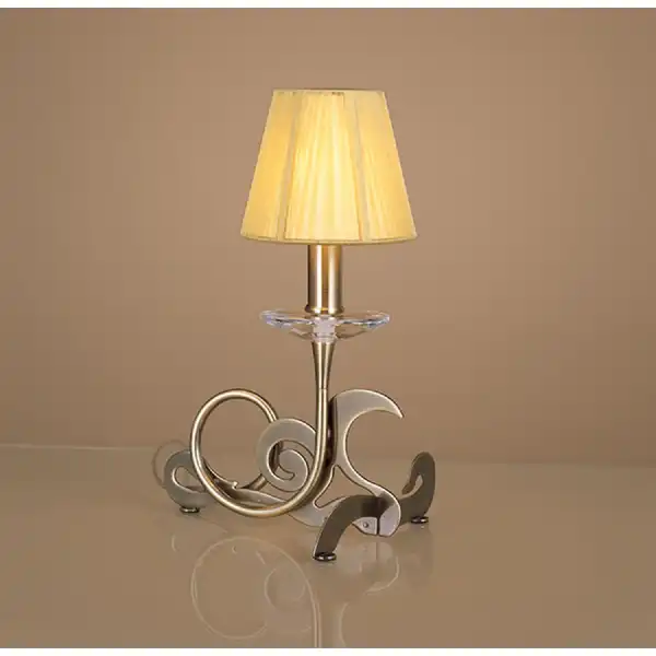 Acanto Table Lamp 1 Light E14, Antique Brass With Amber Cream Shade
