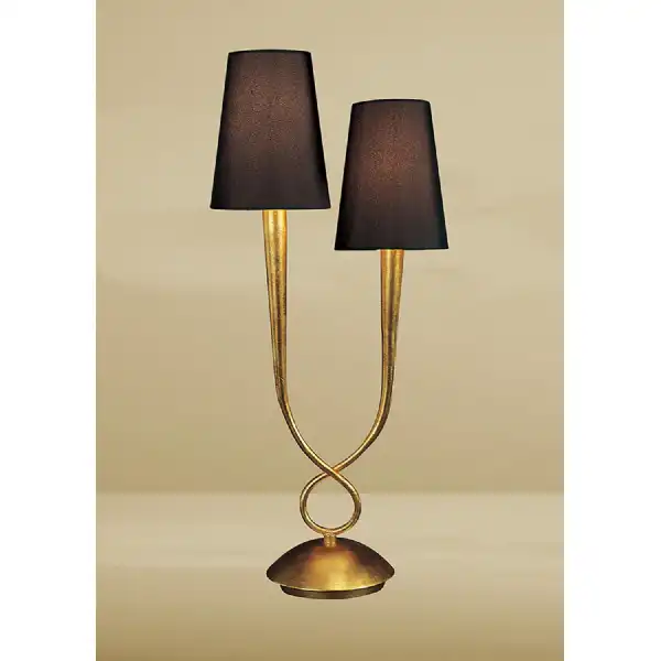 Paola Table Lamp 2 Light E14, Gold Painted With Black Shades