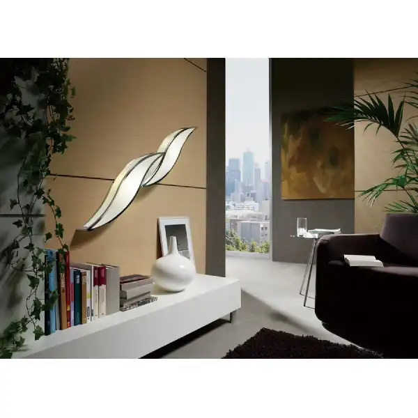 Sintesys Wall Lamp E27 2 Light E27 Large, Polished Chrome White Acrylic, CFL Lamps INCLUDED