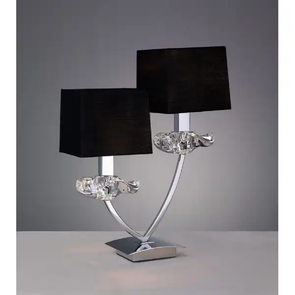 Akira Table Lamp 2 Light E14, Polished Chrome With Black Shades