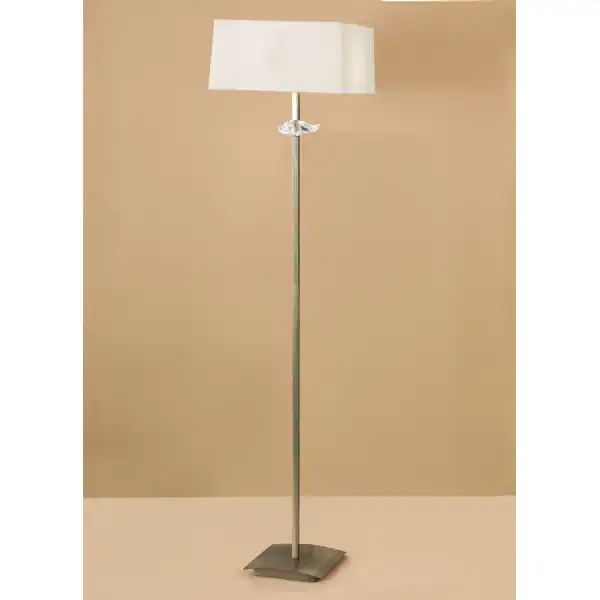 Akira Floor Lamp 3 Light E27, Antique Brass With Cream Shade
