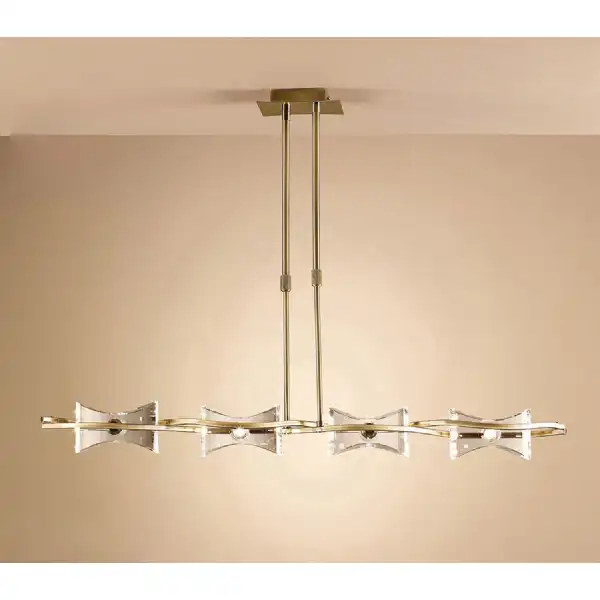 Kromo Linear Telescopic 4 Light G9 Line, Antique Brass