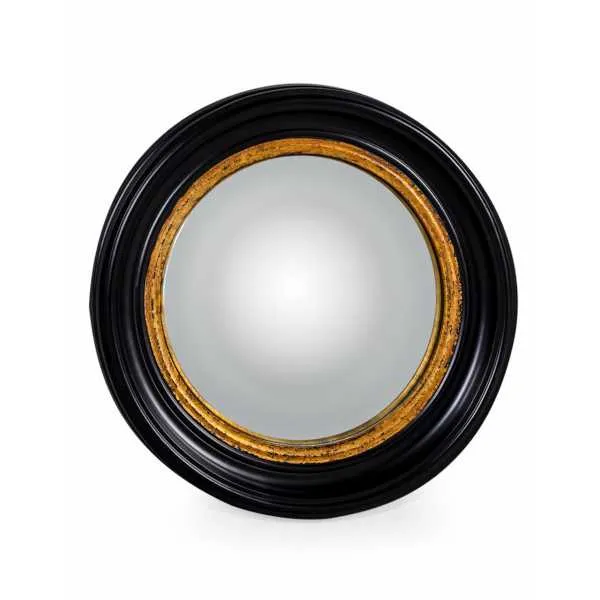 Black and Gold Frame Round Convex Dome Shaped Fisheye Wall Mirror 54cm Diameter
