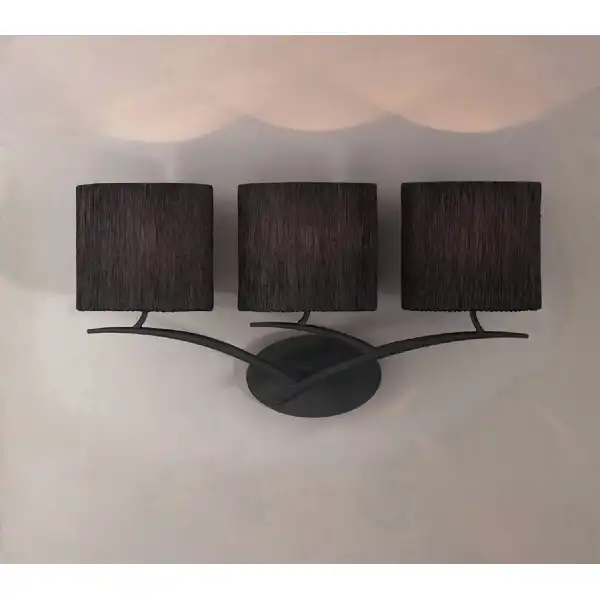Eve Wall Lamp Switched 3 Light E27, Anthracite With Black Oval Shades