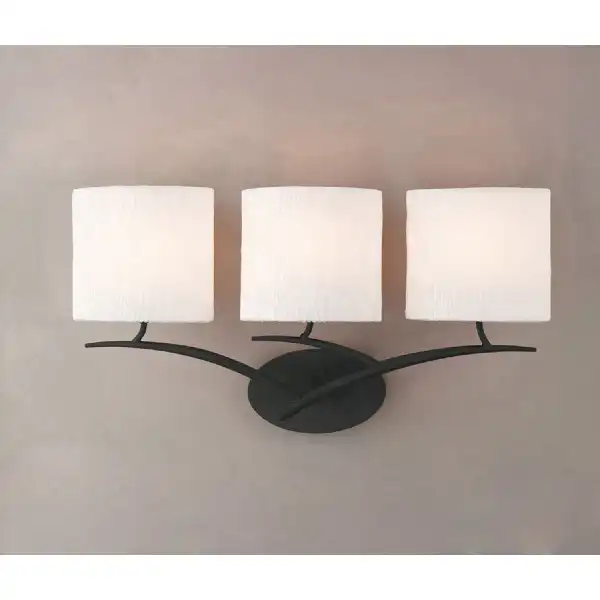 Eve Wall Lamp Switched 3 Light E27, Anthracite With White Oval Shades