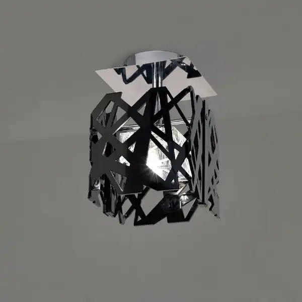 Tokio Square Ceiling 1 Light G9, Gloss Black Polished Chrome