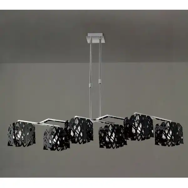 Tokio Rectangular Telescopic 6 Light G9 Line, Gloss Black Polished Chrome