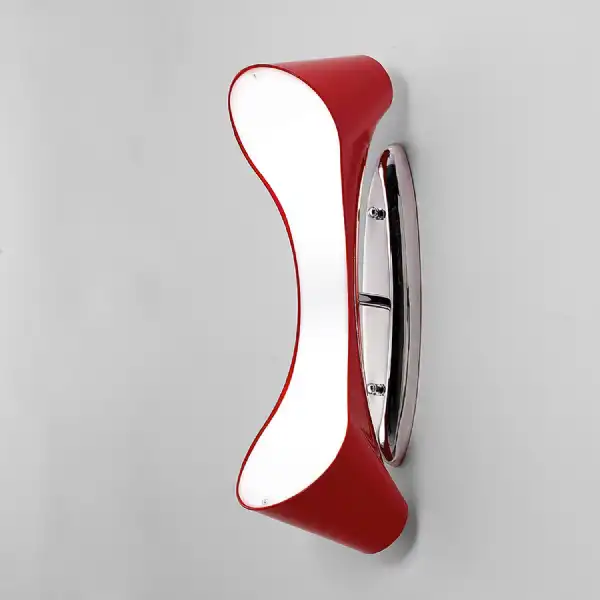 Ora Wall Lamp 2 Light E27, Gloss Red White Acrylic Polished Chrome, CFL Lamps INCLUDED