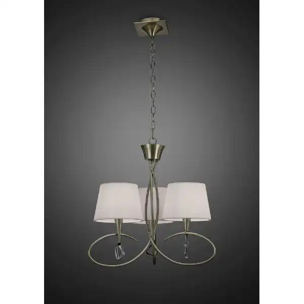 Mara Pendant 3 Light E14, Antique Brass With Ivory White Shades