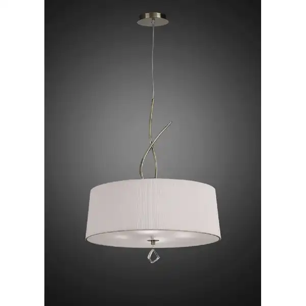 Mara Pendant 4 Light E27 Round, Antique Brass With Ivory White Shade