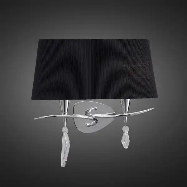 Mara Wall Lamp Switched 2 Light, Polished Chrome With Black Shade