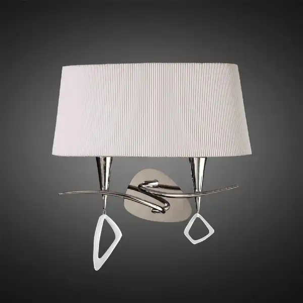 Mara Wall Lamp Switched 2 Light E14, Polished Chrome With Ivory White Shade