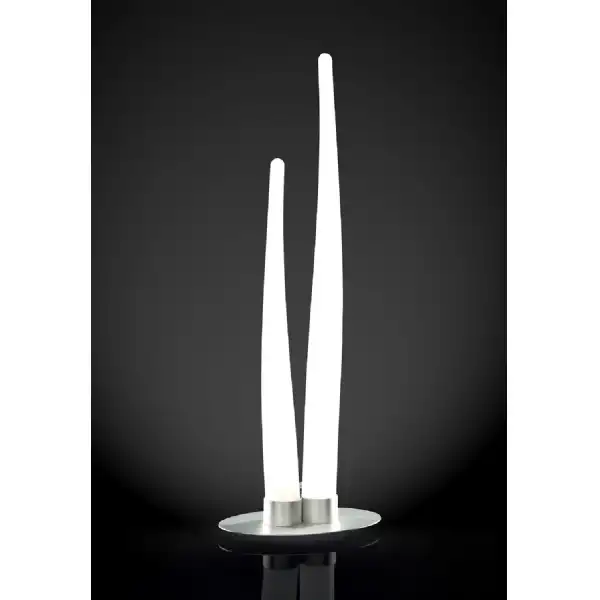 Estalacta Table Lamp 2 Light GU10 Indoor Outdoor IP44, Silver Opal White