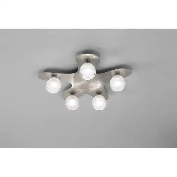 Loop Flush Ceiling 5 Light G9 ECO, Satin Nickel