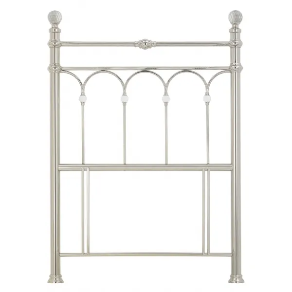 Shiny Silver Metal Single Headboard with Crystal Detail