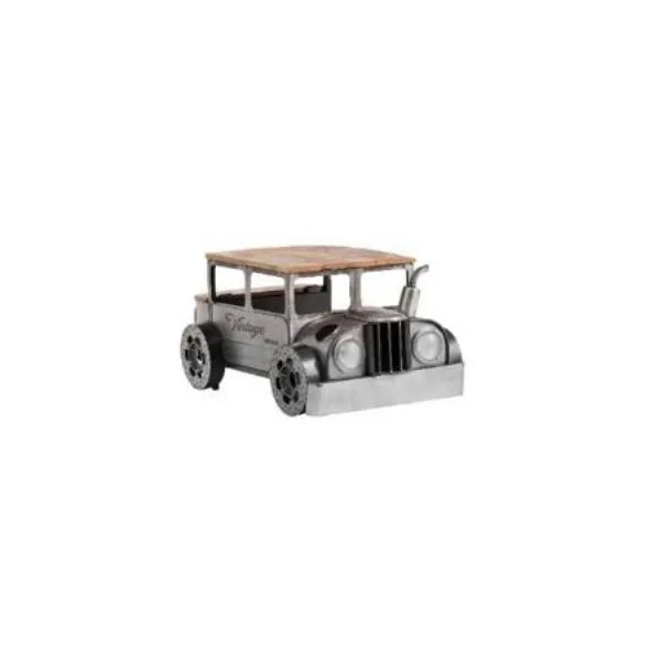 Black Metal Jeep Style Coffee Table with Wooden Top