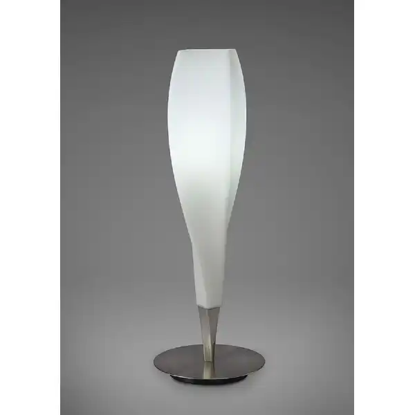 Neo Table Lamp 1 Light E27, Satin Nickel Frosted White Glass