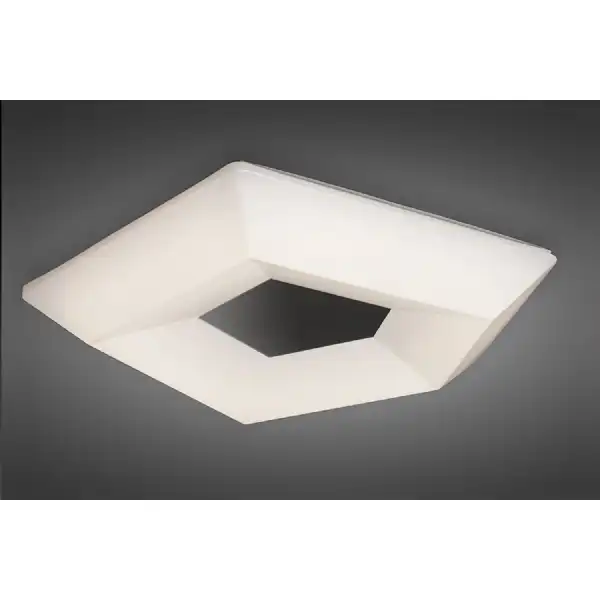 City Flush Ceiling 28W LED Large 3000K, 2800lm, Polished Chrome White Acrylic, 3yrs Warranty