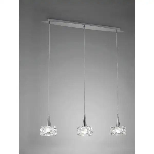 O2 Linear Pendant 3 Light G9 Line Small, Polished Chrome