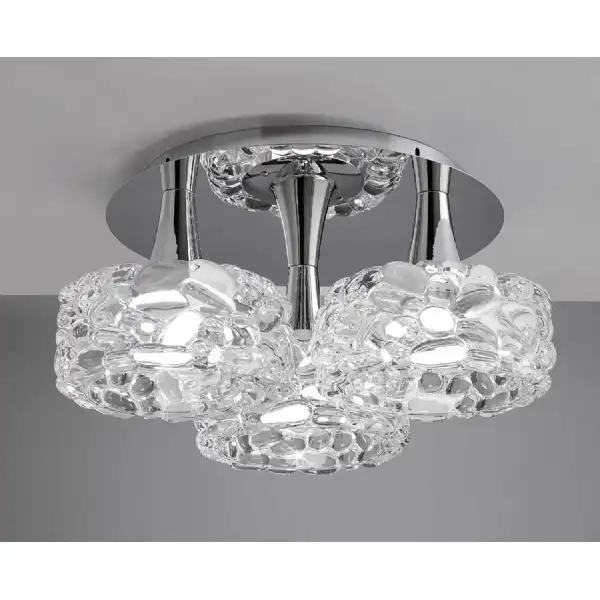 O2 Flush Ceiling 3 Light E27 Large, Polished Chrome