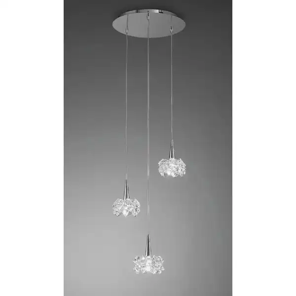 Artic Pendant 3 Light G9 Round, Polished Chrome