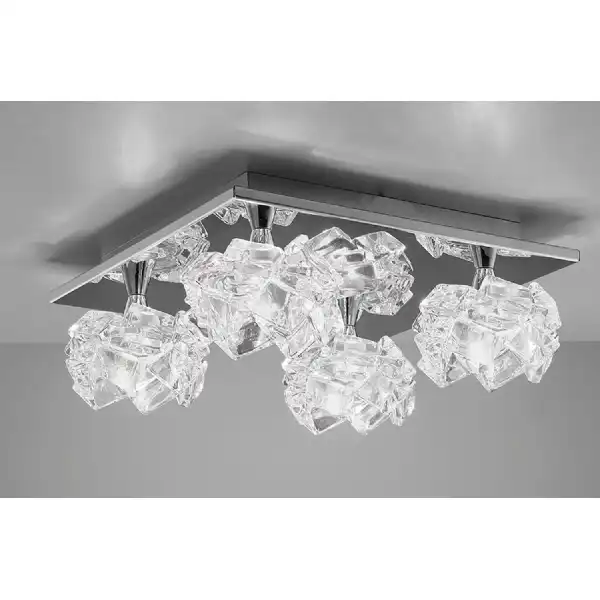 Artic Flush Ceiling 4 Light G9 Square, Polished Chrome