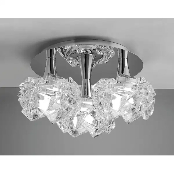 Artic Flush Ceiling 3 Light E27 Round Large, Polished Chrome