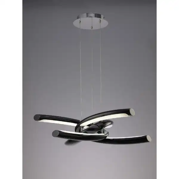 Knot Pendant 36W LED 3000K,3600lm,Gloss Black White Acrylic Polished Chrome,3yrs Warranty