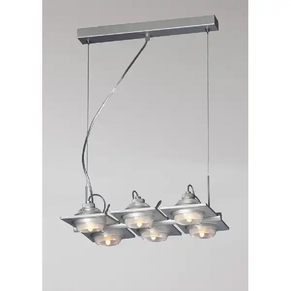 (0040 002) Ull Rectangular Pendant 6 Light G9 Silver Grey