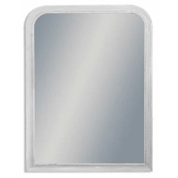 Shabby Chic French Style Grey Painted Beaded Portrait Arched Wall Mirror
