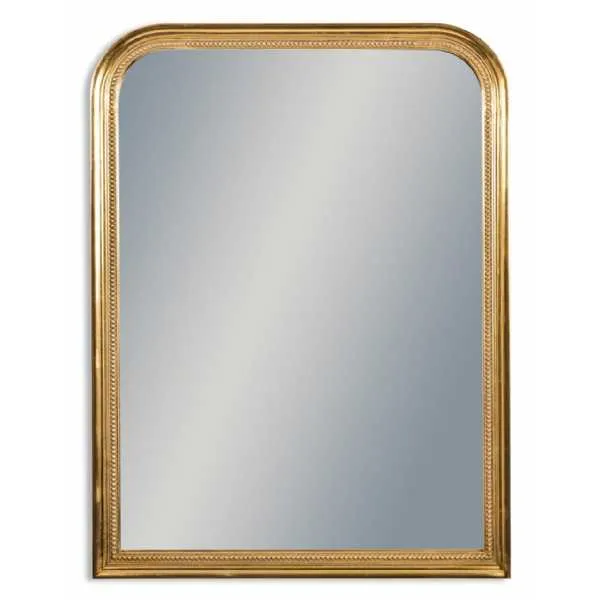 Vintage French Style Gold Beaded Portrait Arched Wall Mirror 110 x 80cm