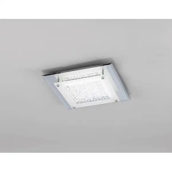 Cristal Flush Light 28cm Square 12W LED 4000K, 1200lm, Polished Chrome Cristal, 3yrs Warranty