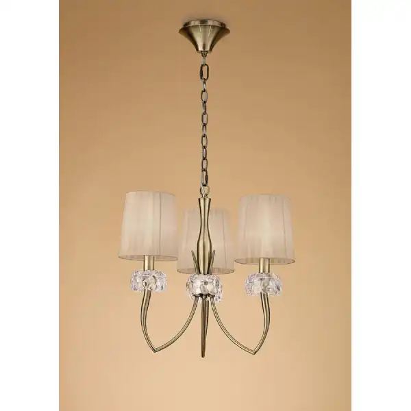 Loewe Pendant 3 Light E14, Antique Brass With Soft Bronze Shades