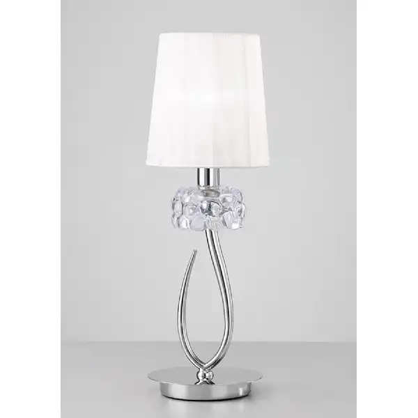 Loewe Table Lamp 1 Light E14 Small, Polished Chrome With White Shade