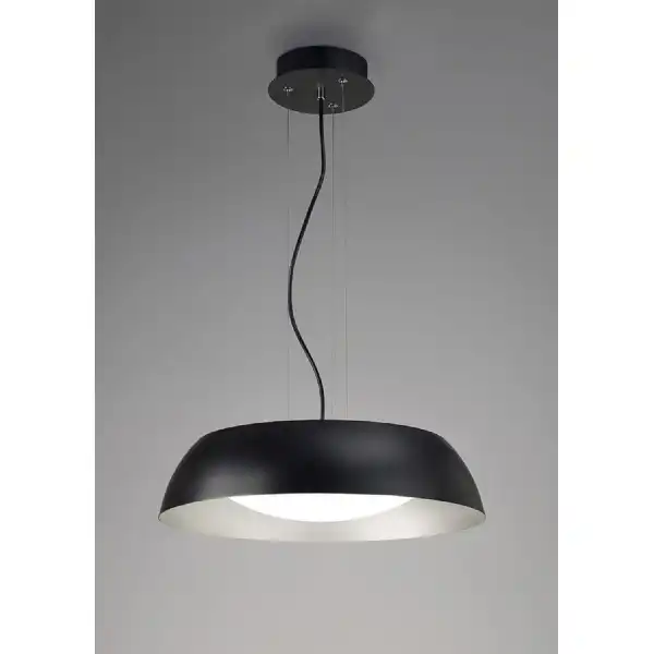 Argenta Pendant Small 18W LED 3000K, 1800lm, Matt Black Silver White Acrylic, 3yrs Warranty