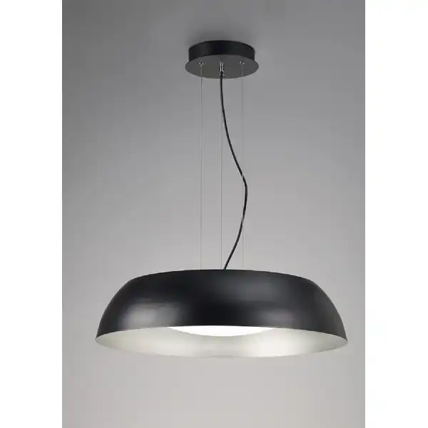 Argenta Pendant Large 30W LED 3000K, 3000lm, Matt Black Silver White Acrylic, 3yrs Warranty