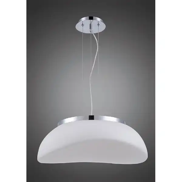Opal Pendant 3 Light E27, Polished Chrome Frosted White Glass