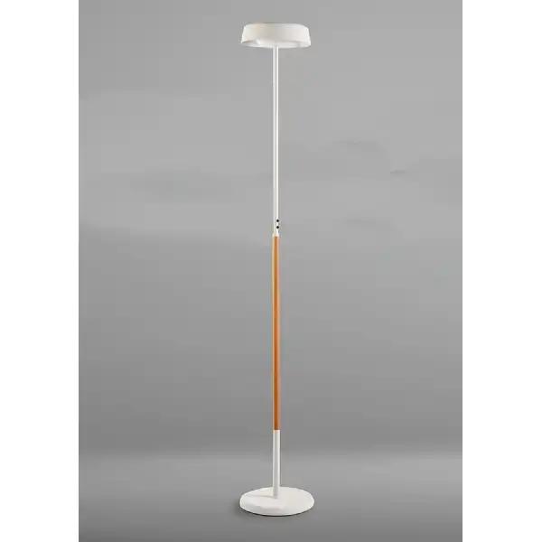 Noa Floor Lamp 2 Light 21W Down 9W Up LED 3000K, 3000lm, Touch Dimmer, Matt White Beech, 3yrs Warranty