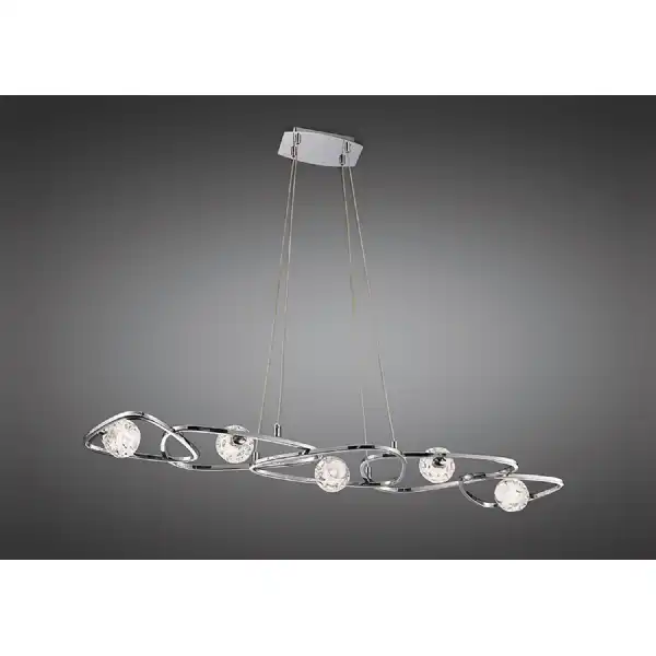 Lux Linear Pendant 5 Light G9 Line, Polished Chrome
