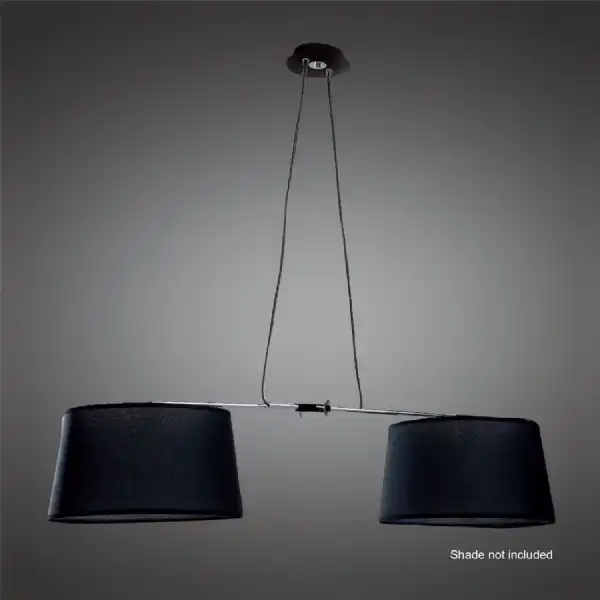 Habana Linear Pendant 2 Light With Adjustable Body WITHOUT SHADE E27 Black Polished Chrome